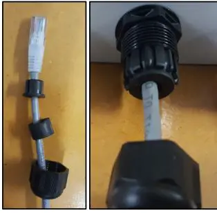 Munters Green RTU G5 Serial Transmitter Module Installation Guide - Disassemble the right hand upper cable gland by removing the compression nut