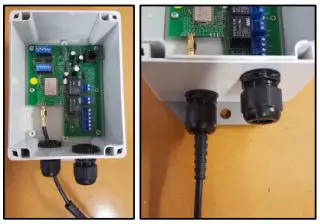 Munters Green RTU G5 Serial Transmitter Module Installation Guide - Feed the antenna cable through the lower cable