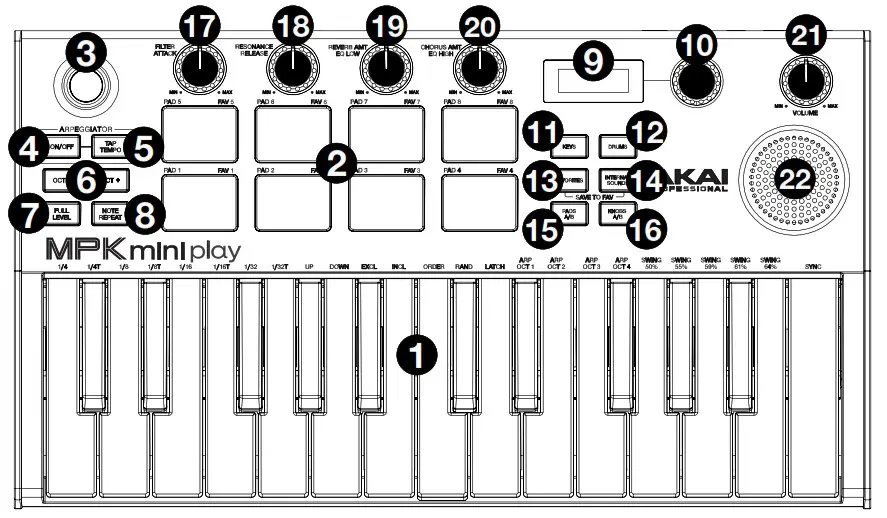 AKAI PROFESSIONAL MPK Mini Play Mini Controller Keyboard - Features