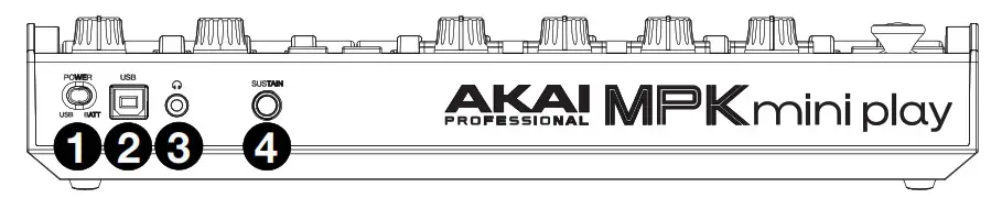 AKAI PROFESSIONAL MPK Mini Play Mini Controller Keyboard - Rear Panel