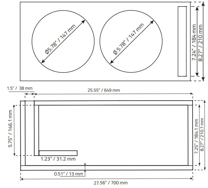 DS18 EXL-X 6.2D 6.5 Inch Subwoofer Owner's Manual - DOUBLE SUBWOOFER PORTED BOX