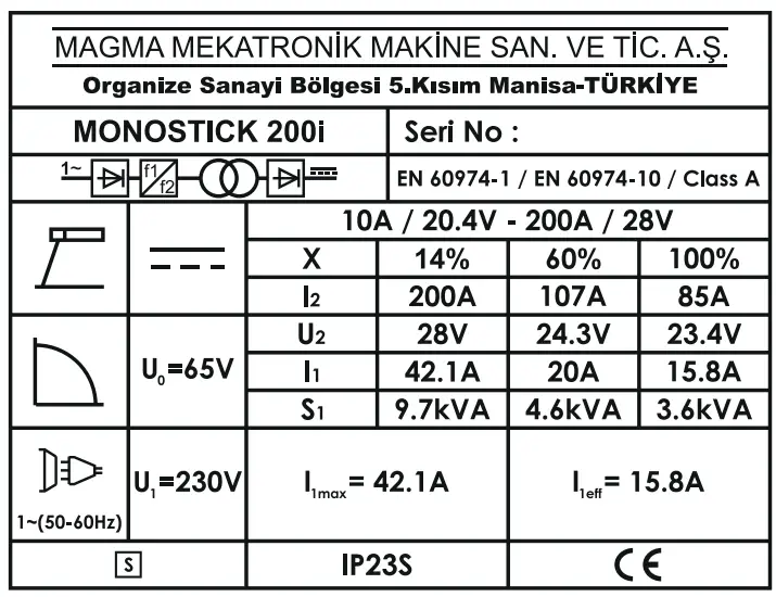 magmaweld monoSTICK 200i DC Welding Inverter - icon Tabile