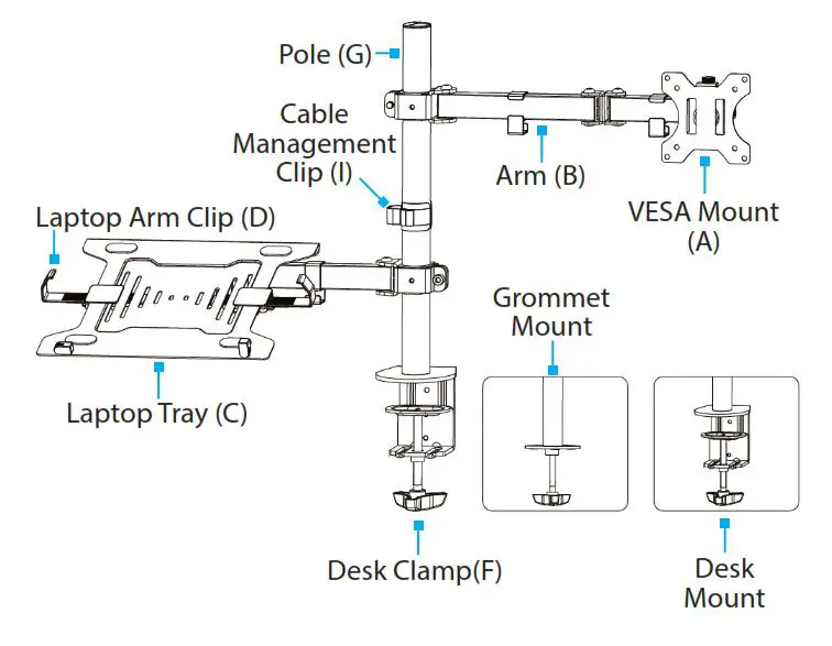 StarTech A2-LAPTOP-DESK-MOUNT Articulating Monitor Arm and Laptop Holder 1