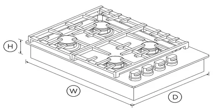 FISHER PAYKEL CDV2-304L N 30 Inch LPG Gas Cooktop - DIMENSIONS