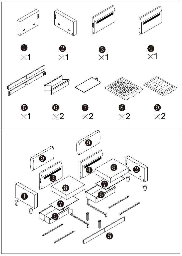 URTR HY02261Y 53 Inch Square Arm Sofa Fabric Upholstered Straight Loveseat Sofa Couch - Fig1
