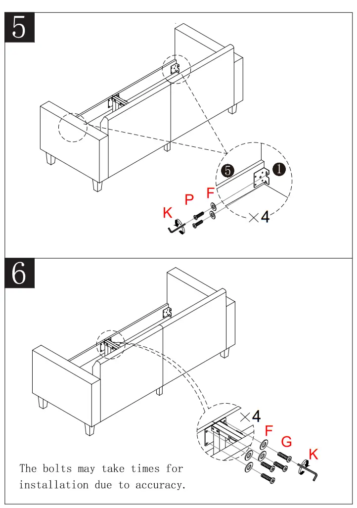 URTR HY02261Y 53 Inch Square Arm Sofa Fabric Upholstered Straight Loveseat Sofa Couch - Fig4
