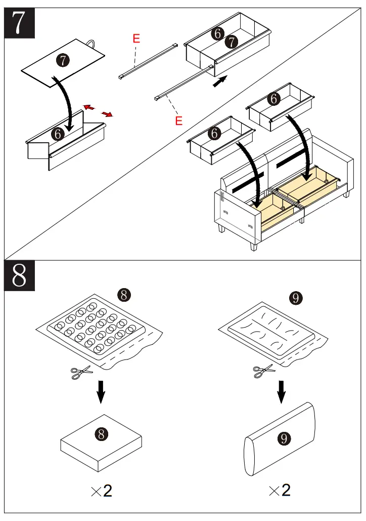 URTR HY02261Y 53 Inch Square Arm Sofa Fabric Upholstered Straight Loveseat Sofa Couch - Fig5