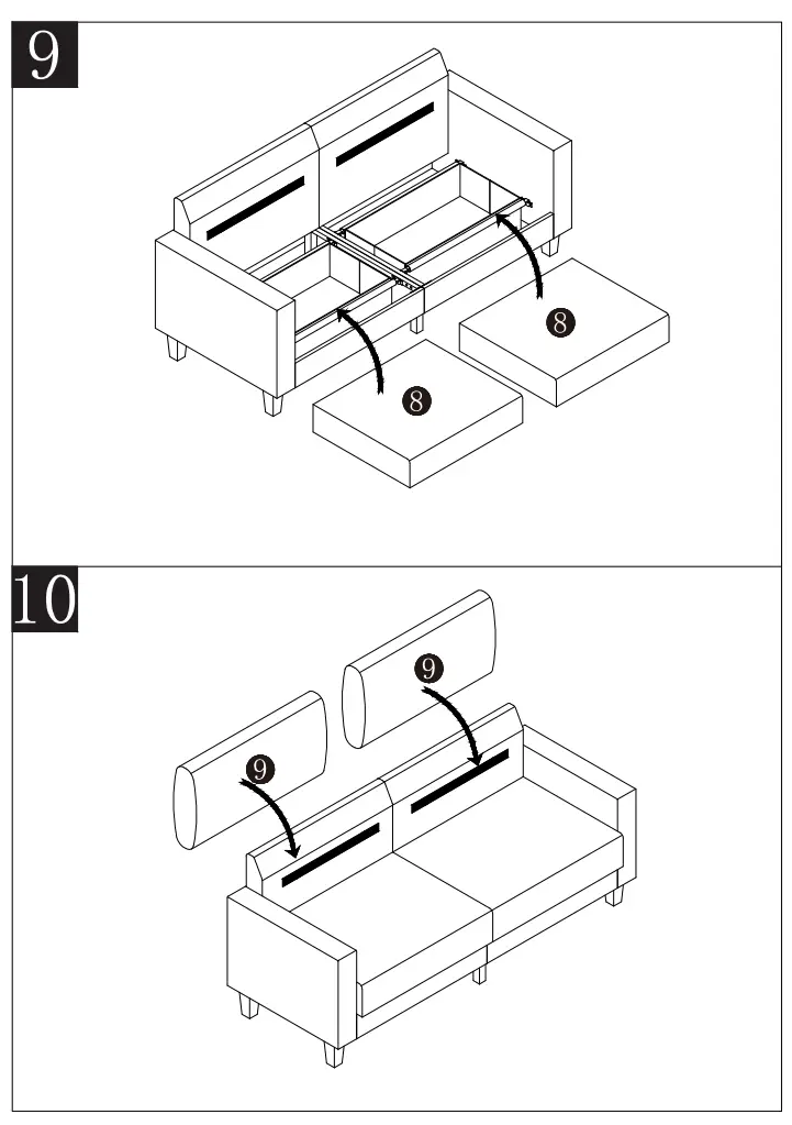 URTR HY02261Y 53 Inch Square Arm Sofa Fabric Upholstered Straight Loveseat Sofa Couch - Fig6