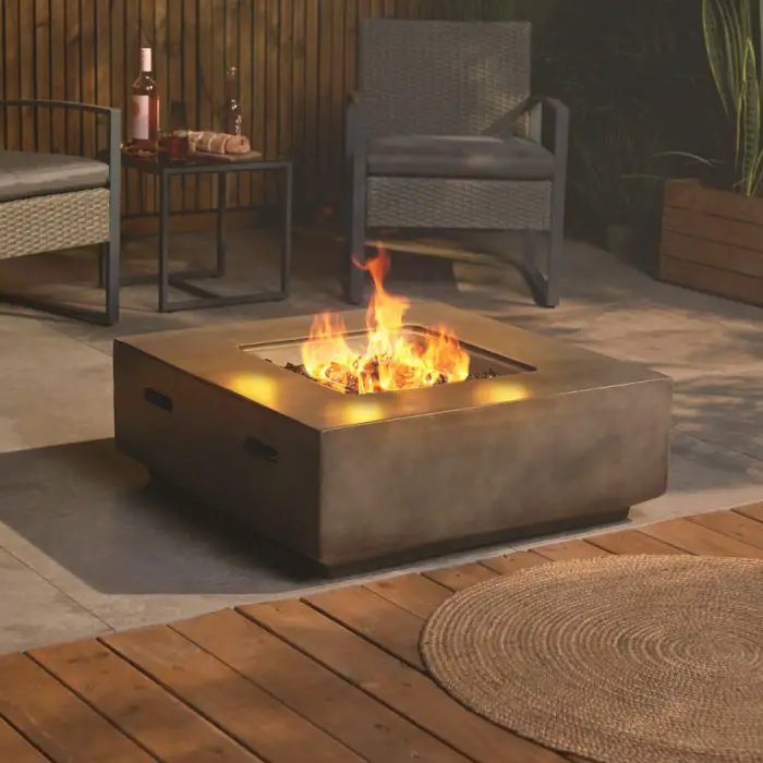 VonHaus 2500555 Concrete-Effect Square Gas Fire Pit-fig1