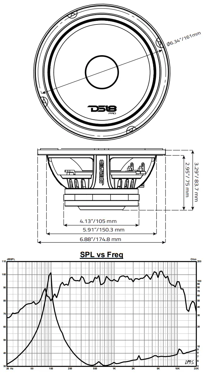 DS18 PRO NEO6R 6 5 Inch MID Range Loudspeaker with Neodymium Rings - NEO6R