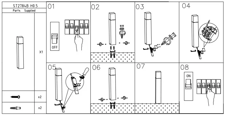 V-TAC VT-7614 Bollard Lamp-INSTALLATION DIAGRAM