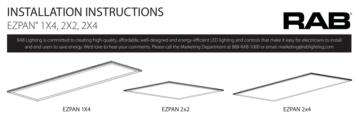 RAB SMKEZPAN1X4 Ezpan 1X4 Surface Mounting Kit Instruction Manual