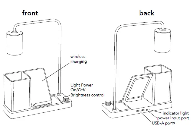 brightroom LM2 Wireless Charging Lamp with Pencil Holder 1