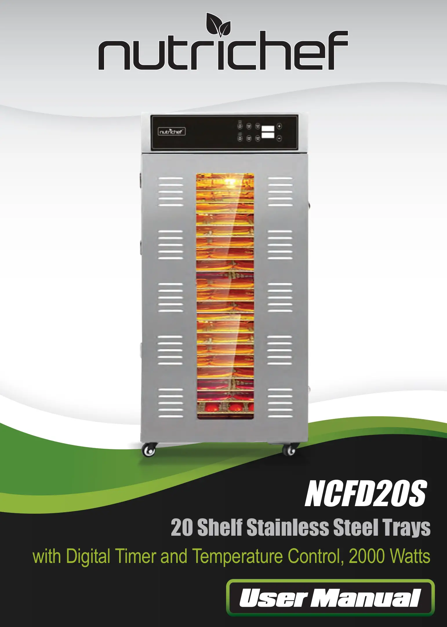 nutrichef 20 Shelf Stainless Steel Trays NCFD20S User Manual
