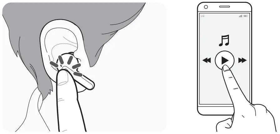 LG HBS-FN7 Tone Free True Wireless Earbuds with ANC Support - Playing Music