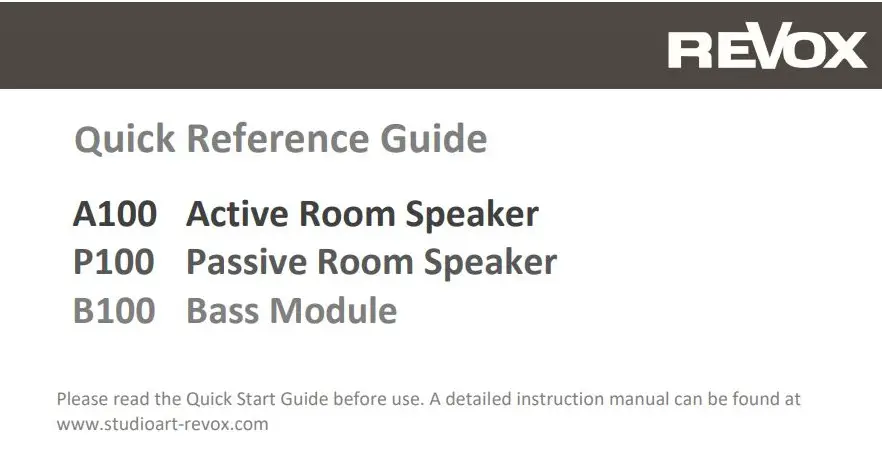REVOX STUDIOART Speaker User Guide