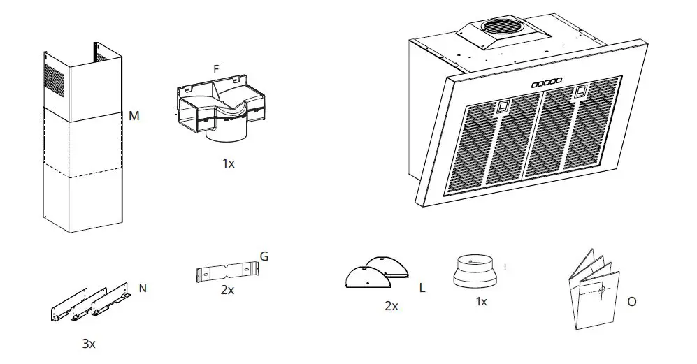IKEA BEMOTA Wall Mounted Extractor Hood Stainless Steel fig1