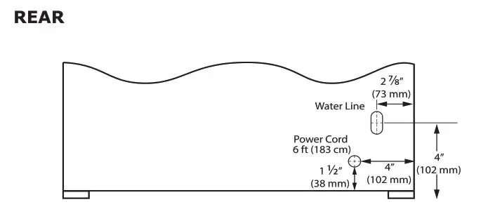 U-Line Crescent Ice Maker - PRODUCT DIMENSIONS - REAR