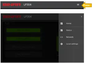 BINAR LP304 Industrial IoT Gateway - main menu