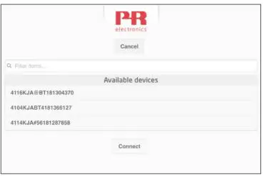 PR electronics 4512 Bluetooth Communication Enabler User Manual - Select the desired device and click ‘Connect’