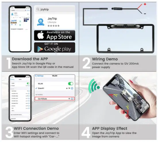 Dongguan Farletter Technology DX 816 5G WIFI Wireless HD 720P License Plate Backup Camera - Connect the Camera