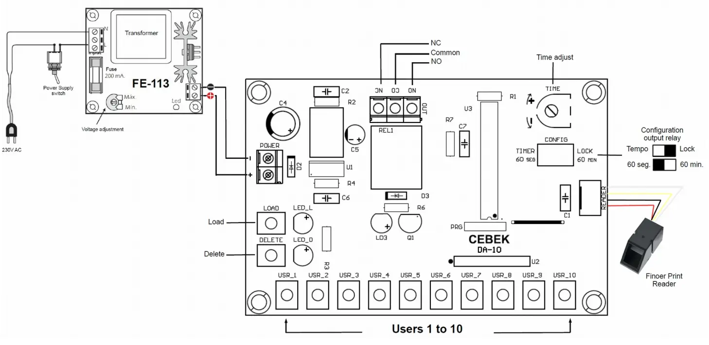 cebek DA 10 12VDC Machinery control by finger - Diyagram