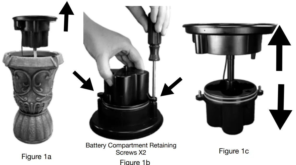 BERNINI FOUNTAIN Roman Flippable Fountain Tower with 3 in 1 Finial - Battery Compartment