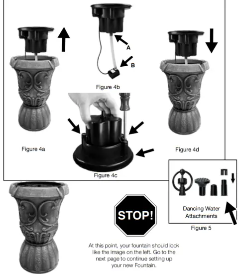 BERNINI FOUNTAIN Roman Flippable Fountain Tower with 3 in 1 Finial - Changing Batteries