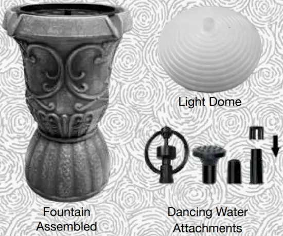 BERNINI FOUNTAIN Roman Flippable Fountain Tower with 3 in 1 Finial - Changing Batteries1