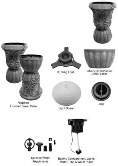 BERNINI FOUNTAIN Roman Flippable Fountain Tower with 3 in 1 Finial - Fig