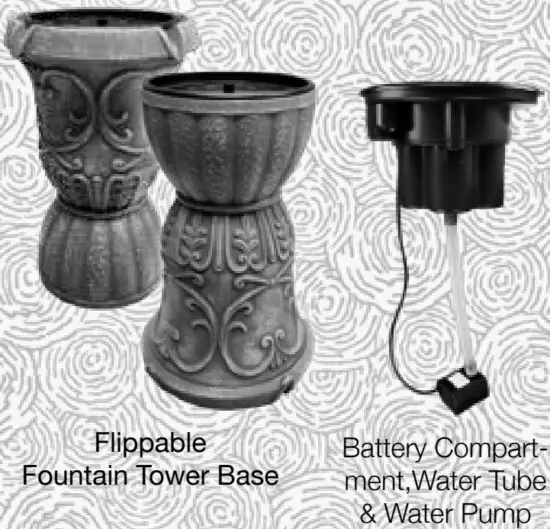 BERNINI FOUNTAIN Roman Flippable Fountain Tower with 3 in 1 Finial - Fig1