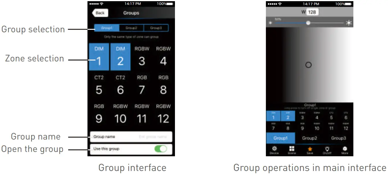 LTECH WiFi 104 LED CONTROLLER - Group interface