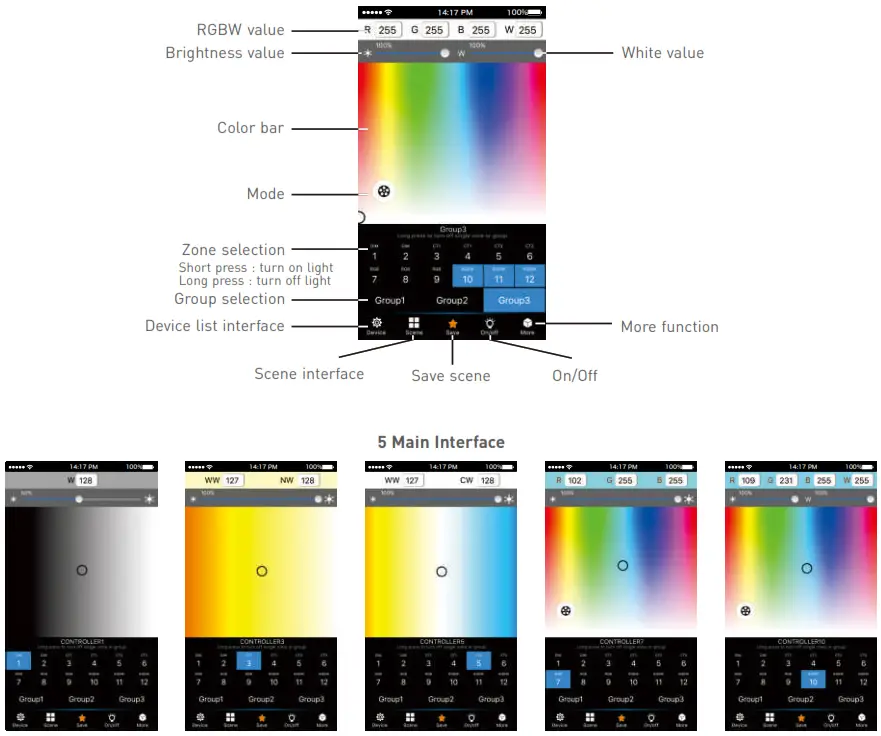 LTECH WiFi 104 LED CONTROLLER - Main Interface