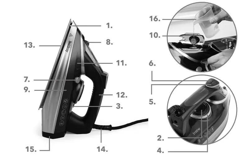 Beldray 3100W Steam Iron PARTS