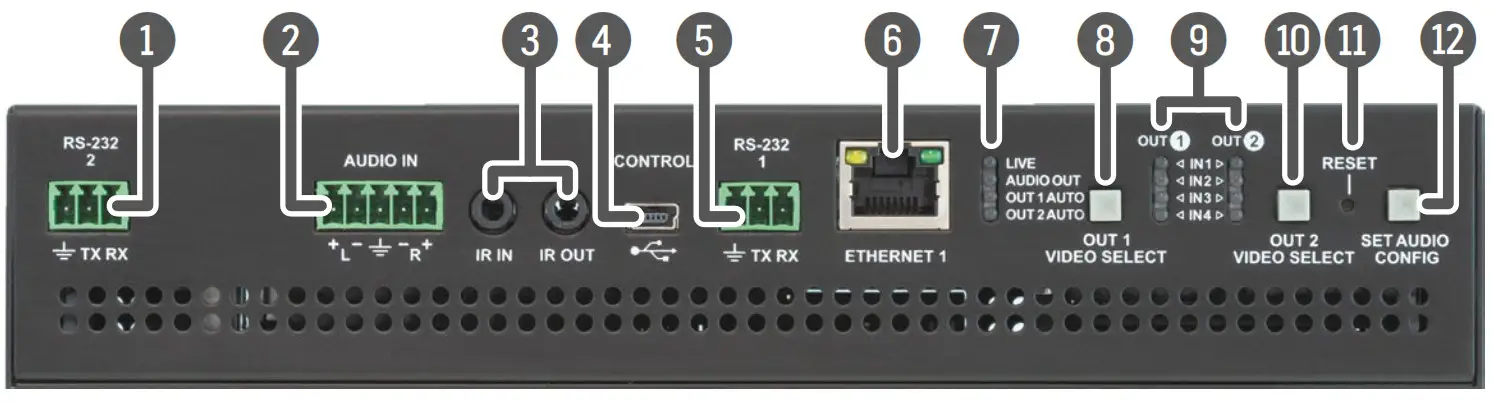 LIGHTWARE MMX4x2-HDMI-USB20-L Compact Size Matrix Switcher - Front View