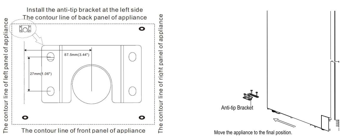 SUMMIT ADRD24 FROST FREE DRAWER REFRIGERATOR - Bracket Installation