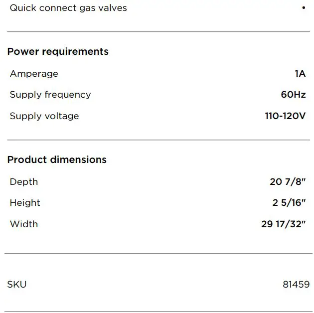 FISHER PAYKEL CG305DNGX1_N 30 Inch Gas on Steel Cooktop User Guide - SPECIFICATIONS