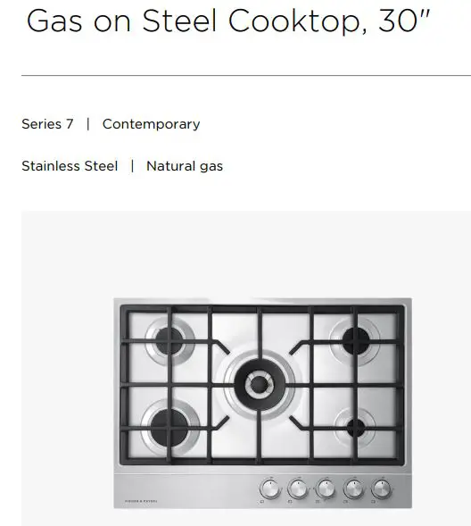 FISHER PAYKEL CG305DNGX1_N 30 Inch Gas on Steel Cooktop User Guide