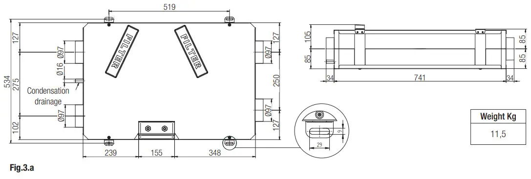 aerauliqa QR120P Heat Recovery Ventilation Unit - Fig 1