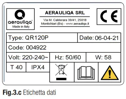 aerauliqa QR120P Heat Recovery Ventilation Unit - Fig 3