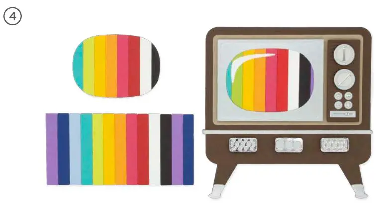 CREATIVE classroom S5-517 3D Vignette Retro Television Instructions - Glue test pattern bars to scrap paper