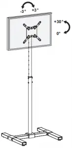 To attach the TV to the stand, loosen the nut at the top of the VESA plate and slide into the slot on top of mounting plate on the pole. Secure the top and bottom of the VESA plate to the stand by tightening both nuts using wrench (P).