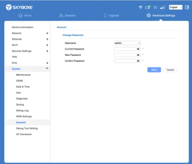 SKYBOXE 5G Fixed Wireless Access Router - Change Your Router’s Password