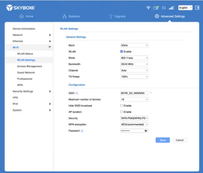 SKYBOXE 5G Fixed Wireless Access Router - Configuring Wi Fi