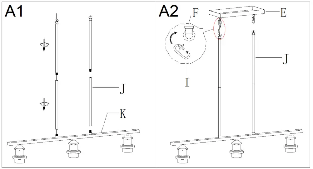 ZEVNI Z-67ZVJRY2-4569 3-Light Plated Brass Island Hanging Chandelier Modern Pendant Light - Figure 3