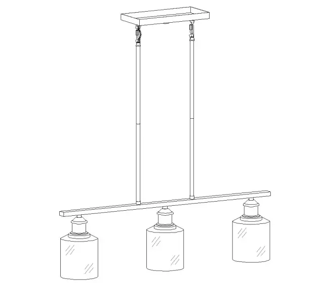 ZEVNI Z-67ZVJRY2-4569 3-Light Plated Brass Island Hanging Chandelier Modern Pendant Light