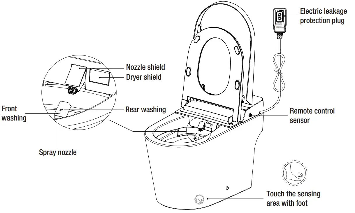 GLACIER BAY G15 Antimicrobial Protected Seat Smart Toilet - Fig 19