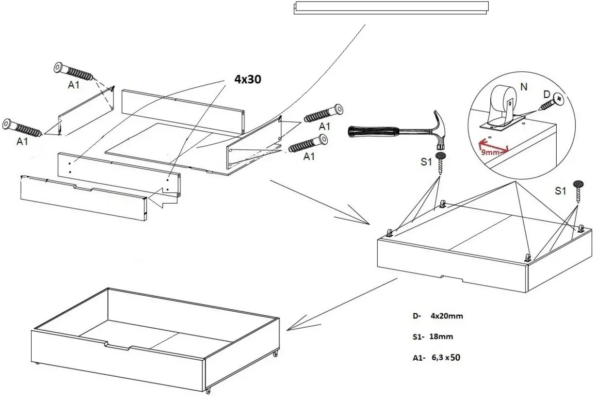 My Sweet Kids Heavy House Bed with Drawer - Figure 2