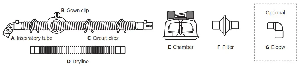 F P 850A61J 850 AirSpiral Adult NIV and NHF Circuit Kit - 1