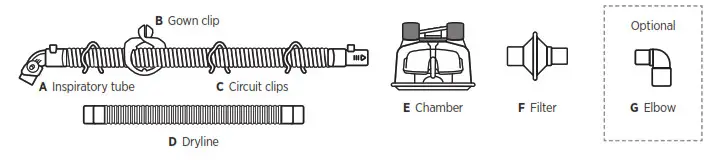 F P 850A61J 850 AirSpiral Adult NIV and NHF Circuit Kit - 4